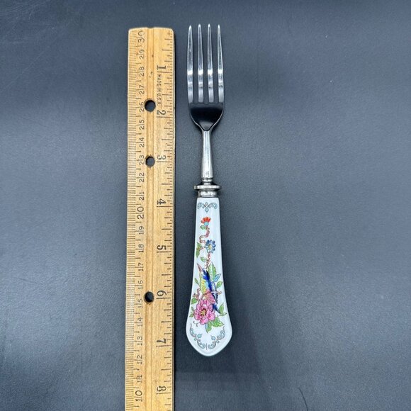 Vintage Aynsley Pembroke Fine Bone China Stainless Steel Steak Forks Bird Floral - Picture 9 of 9